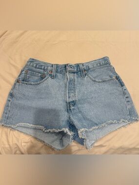 Levi's Light Blue Denim Cutoff Shorts with Frayed Hem